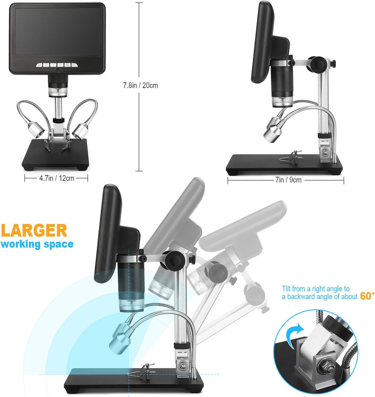 Digital Microscope with 7 inch LCD Display USB Electronic Microscope Camera L505311