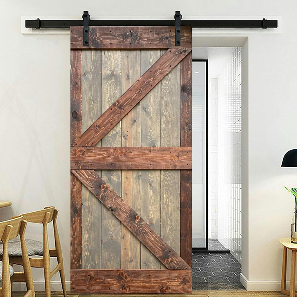 Brown/Walnut Knotty Pine Wood Sliding Barn Door Slab Q230