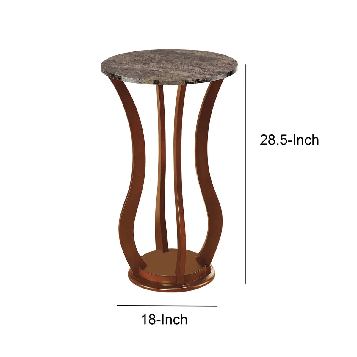 Brown Wooden Plant Stand With Faux Marble Top K1188
