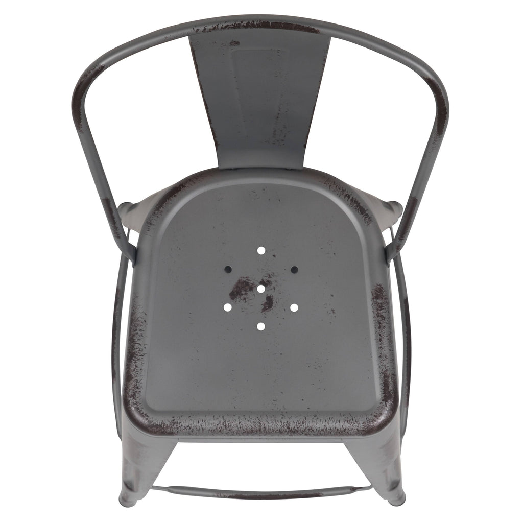 24-Inch Distressed Metal Stool D674597