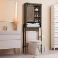 Brown Over Toilet Storage Cabinet with Adjustable Shelf Sliding Door H1120