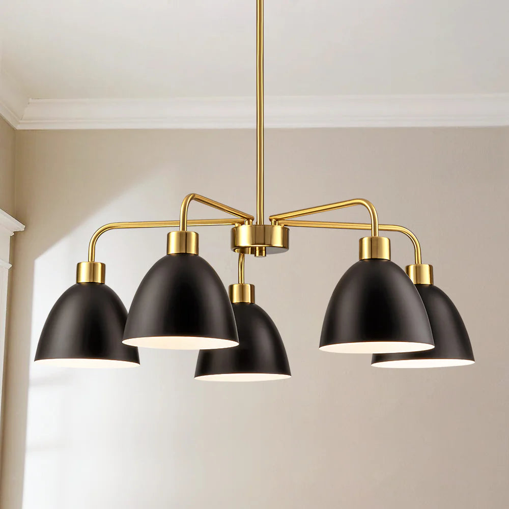 5-Light Dimmable Industrial Shaded Chandelier J296