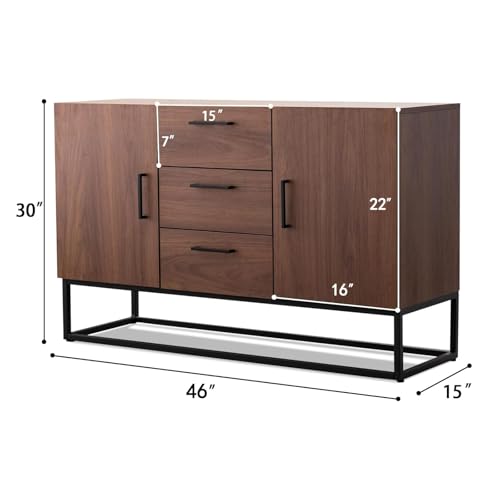 White Sideboard Storage Cabinet with Shelves and 2 Doors W94448