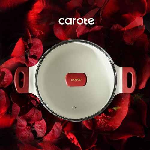 12pcs Non Stick Granite Pots and Pans Set, Dark Red I2903