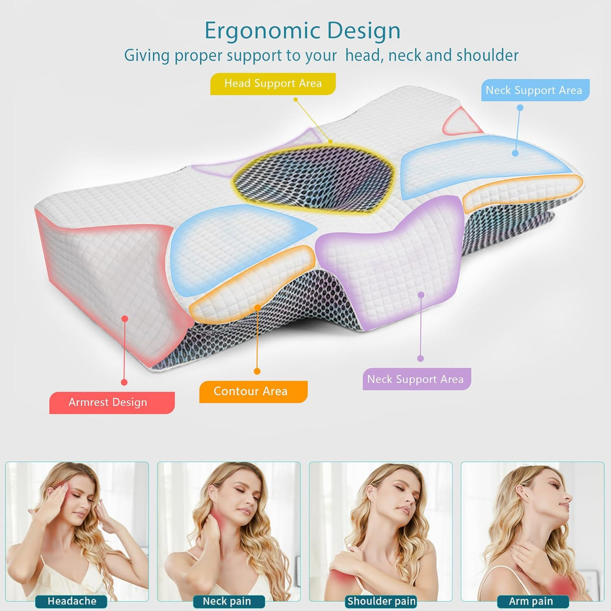 Ergonomic Memory Foam Cervical Pillow with Pillowcase B90493