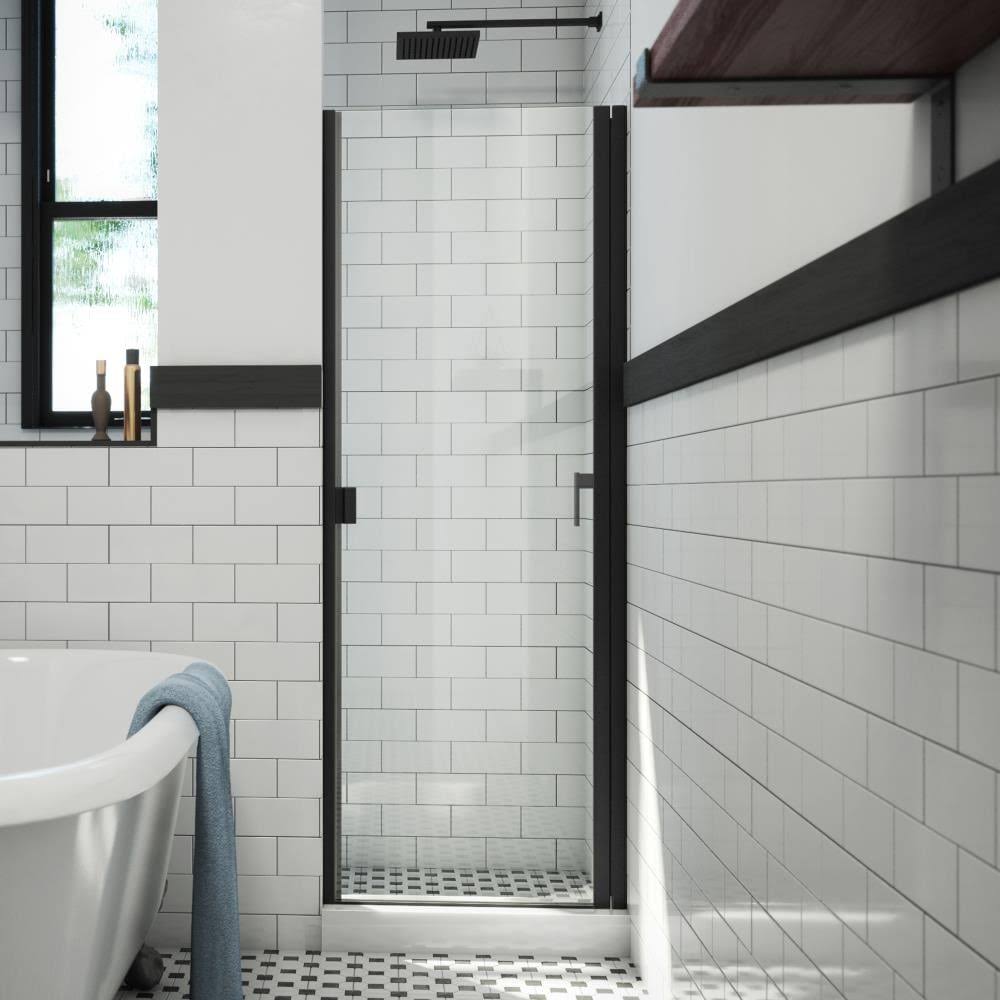 Matte Black Clear Semi-Frameless Hinged Shower Door M12085