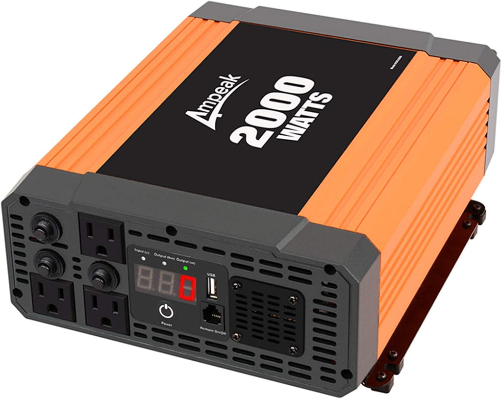2000W 12V to 110V Power Inverter with 3AC Outlets and USB B524805