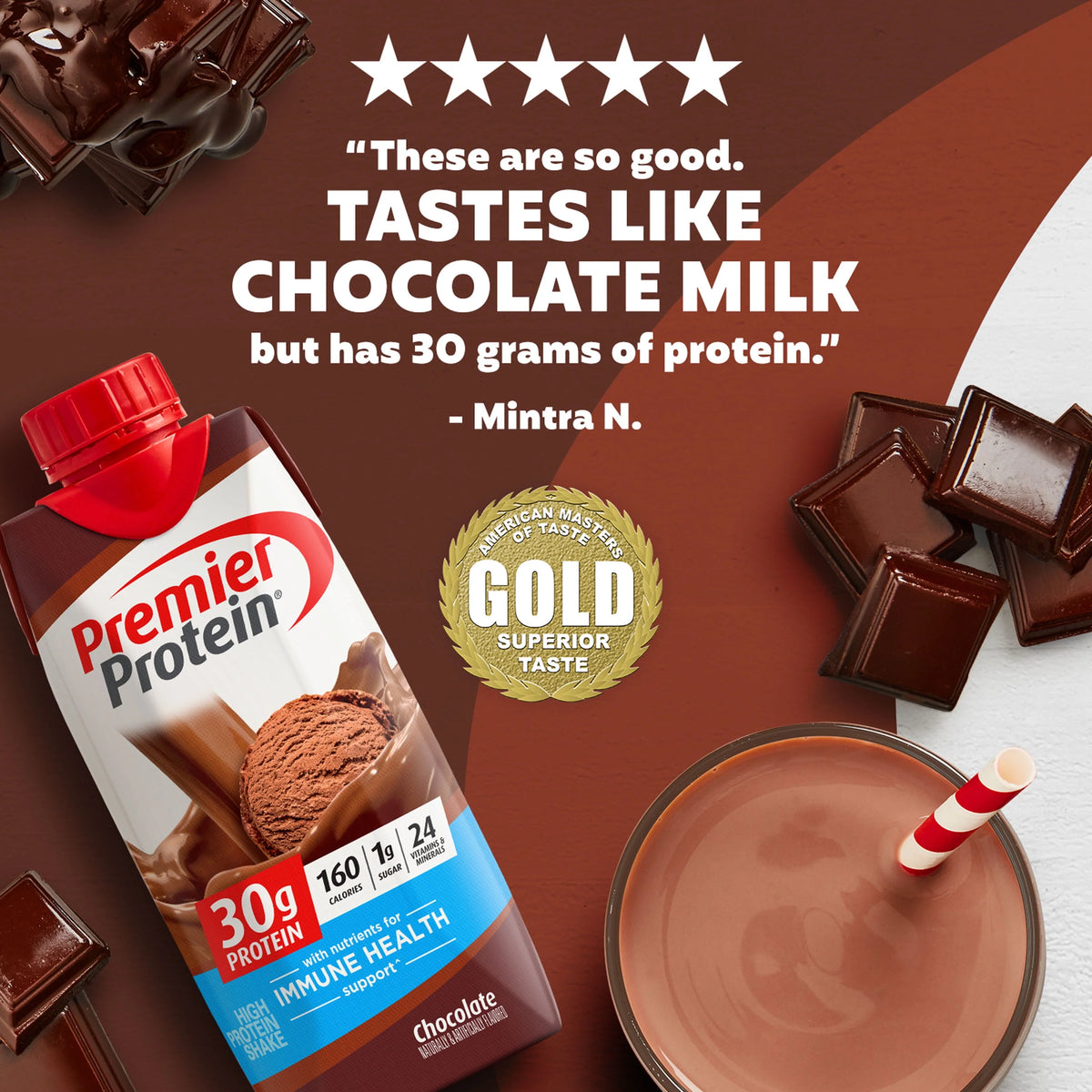 Chocolate Protein Shake, 30g Protein, 11 fl oz, 12 Ct H85265