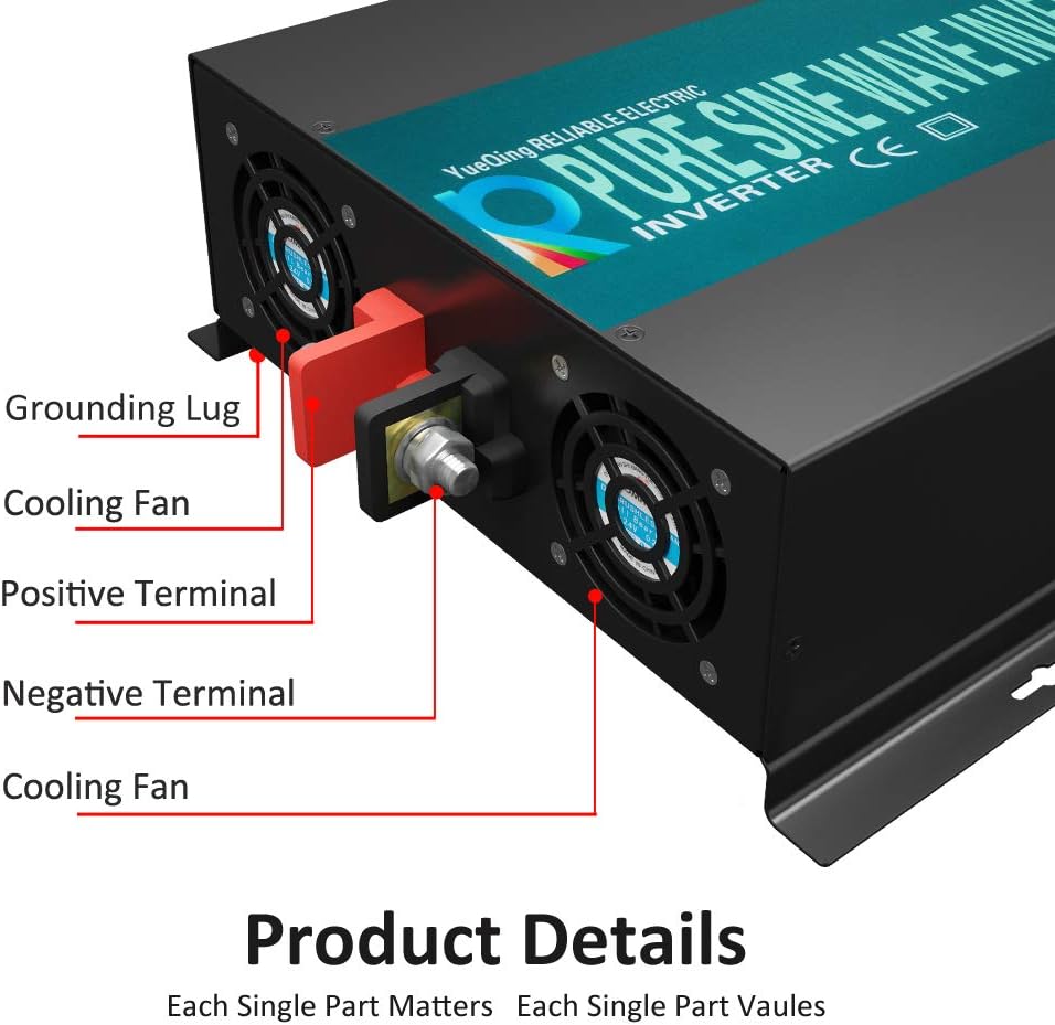 3000W 48V 120V Pure Sine Wave Power Inverter with 2 AC Outlets D6183