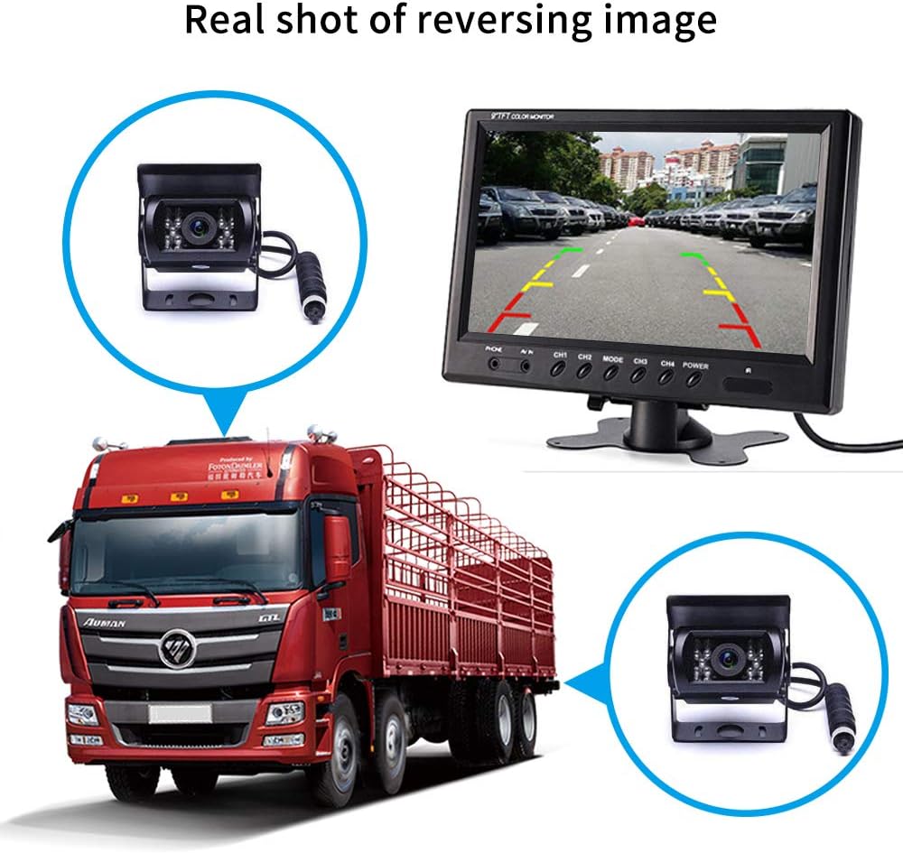 Hard Wired Backup Camera 9'' Quad Split Screen HD Monitor System Pack of 2 O5269