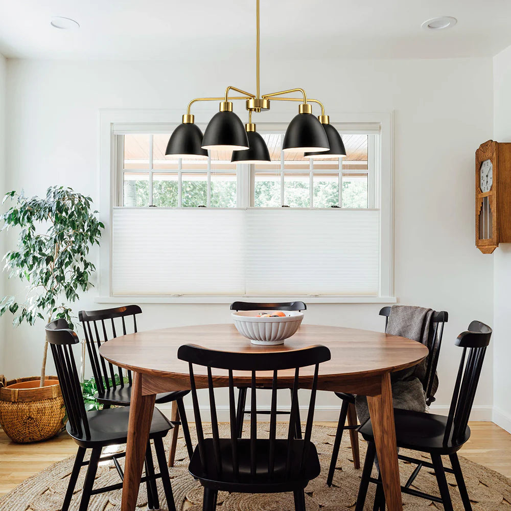 5-Light Dimmable Industrial Shaded Chandelier J296