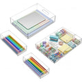 Clear Acrylic Desk Drawer Organizer Set 4 Pack E3749