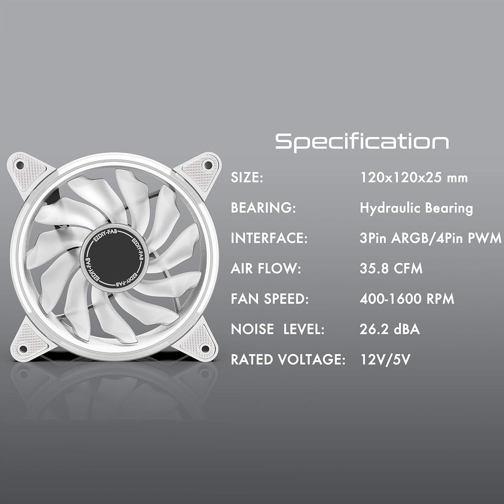 White 120mm RGB PWM Case Fan 5 Pack G33915