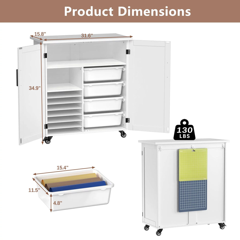 Craft Cart with Storage 31.6"W x 15.8"D x 34.9"H W287