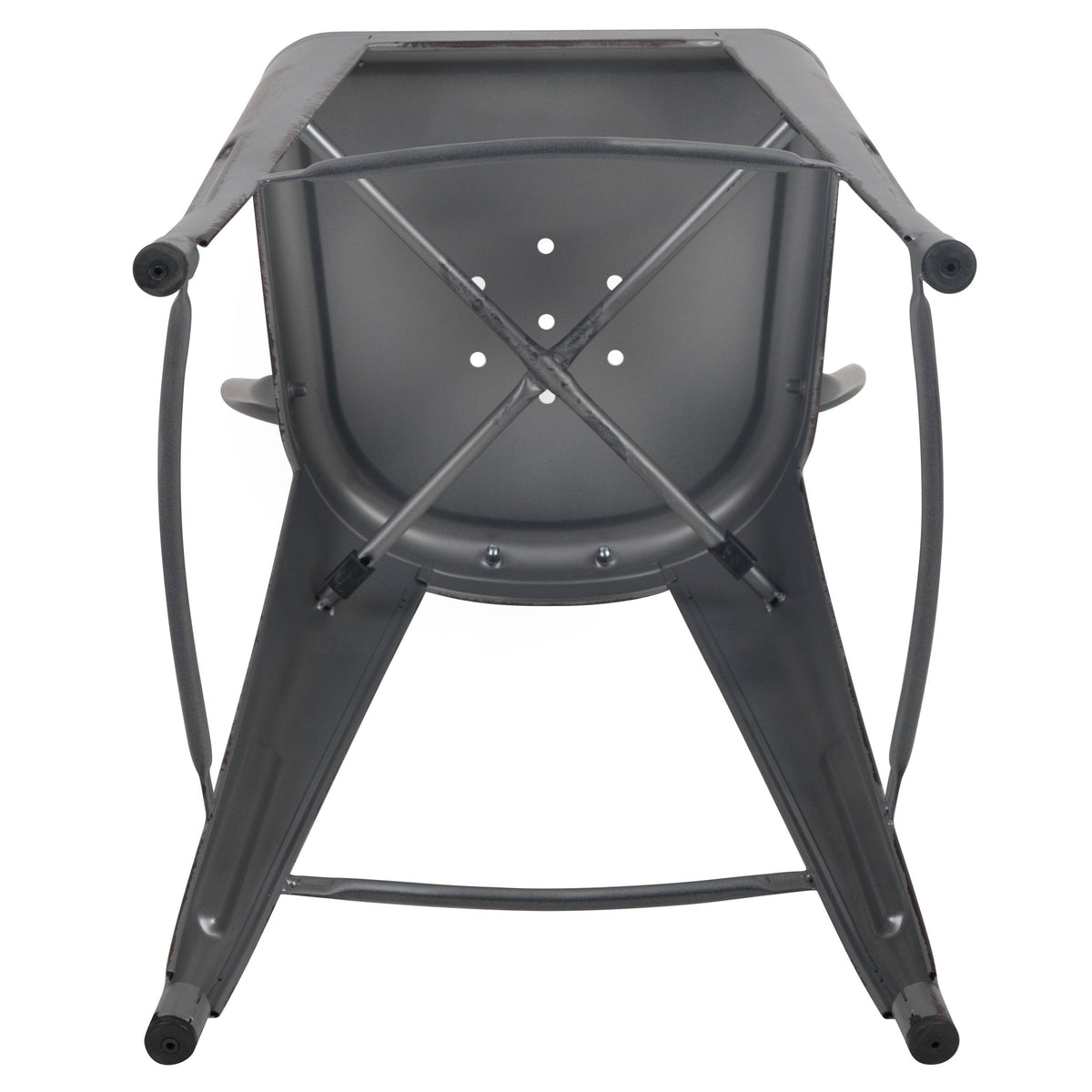 24-Inch Distressed Metal Stool D674597