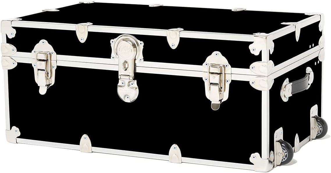 Large Black Storage Trunk with Wheels N7528