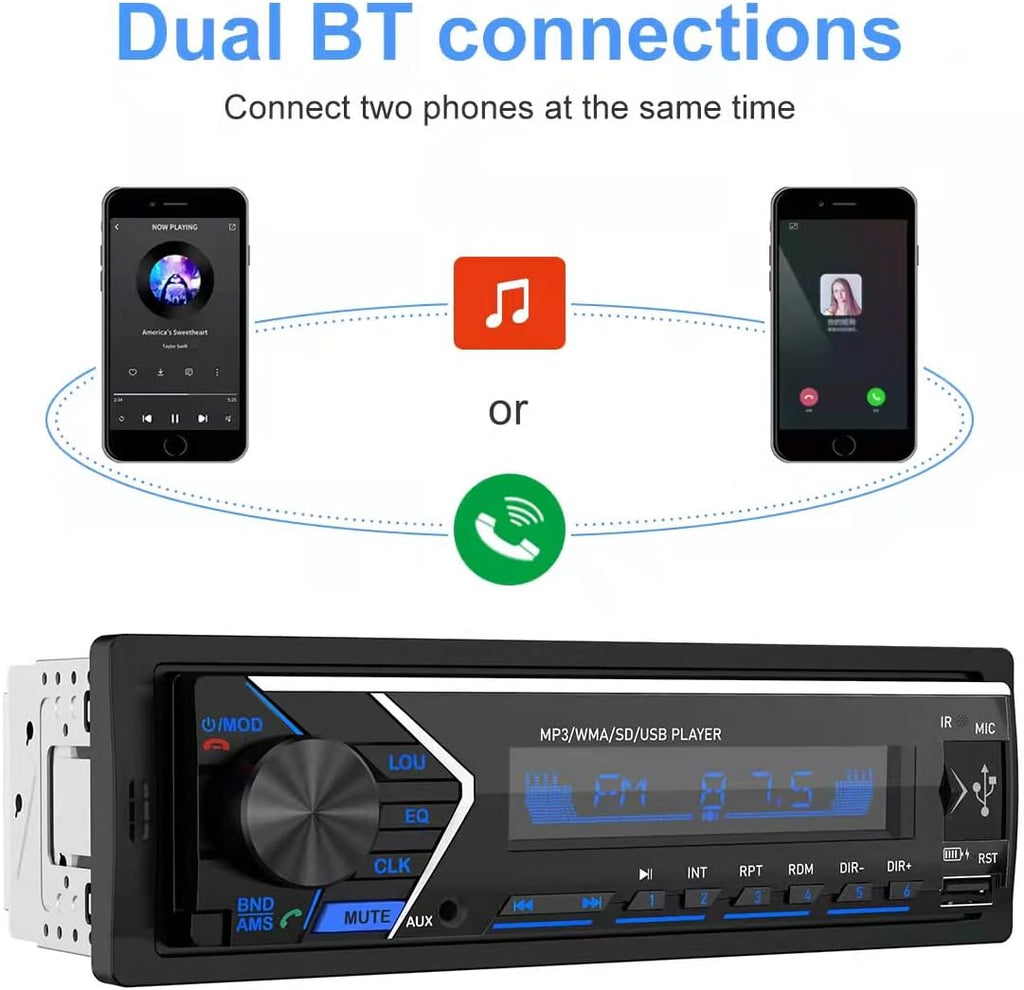 Single Din Bluetooth Car Stereo with USB SD Card AUX Remote Control O6269