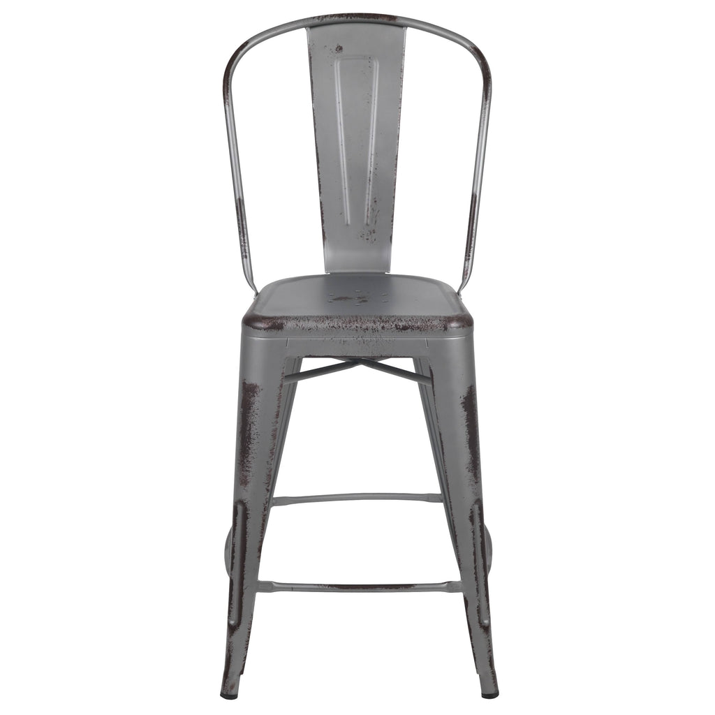 24-Inch Distressed Metal Stool D674597