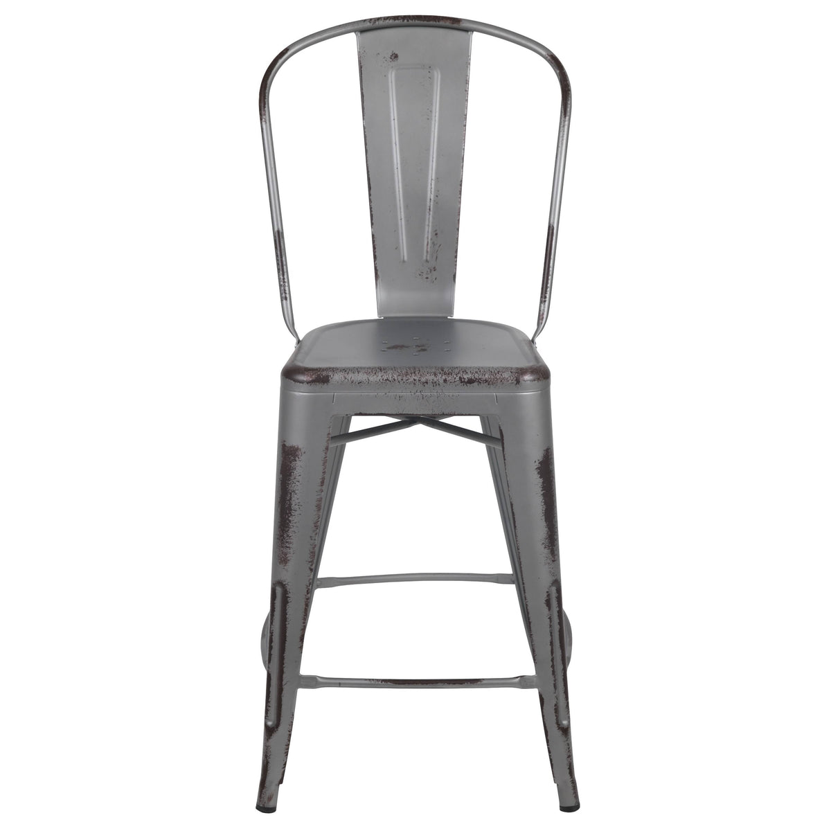 24-Inch Distressed Metal Stool D674597
