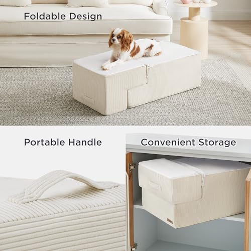 Grey 4-Steps Foldable Dog Stairs with Non-Slip Bottom M37541