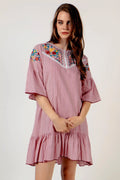 Red White Striped Cotton Dress Size Small D481166