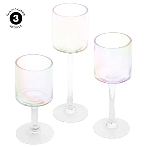 Tall Candle Holder Set Of 3 Clear Glass O86619