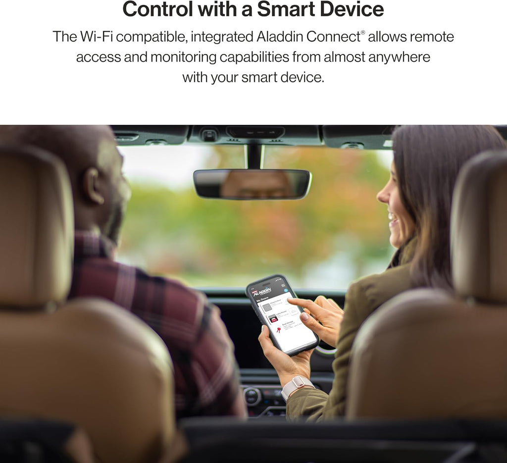 Smart Garage Door Opener with WiFi and Battery Backup, Black/White J131