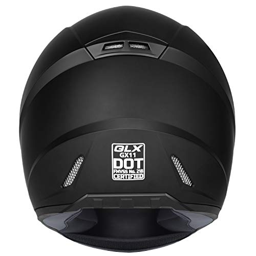 Compact Motorcycle Helmet - Matte Black, Large - Full Face w/ Tinted Visor T199