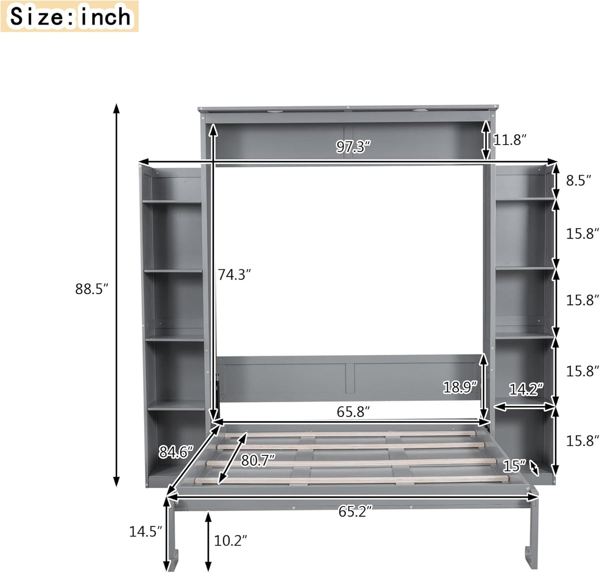 Queen Size Solid Wood Murphy Bed J403