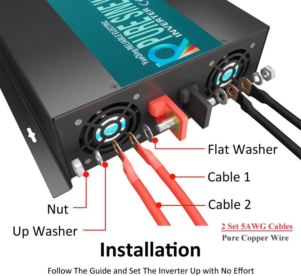 3000W 48V 120V Pure Sine Wave Power Inverter with 2 AC Outlets D6183