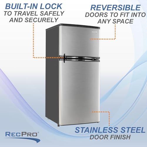 Stainless Steel 12V 2 Door RV Refrigerator 4.4 Cubic Feet S70124