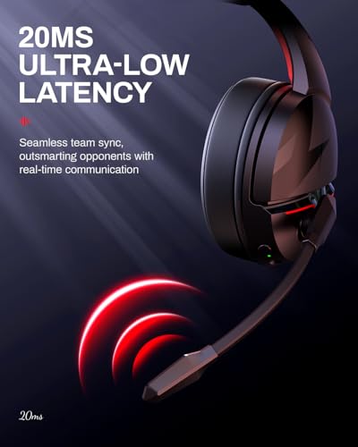 Black Wireless Gaming Headset with 2.4GHz Bluetooth 5.3, 100Hrs Battery, Noise Canceling Mic, 50mm Drivers N872