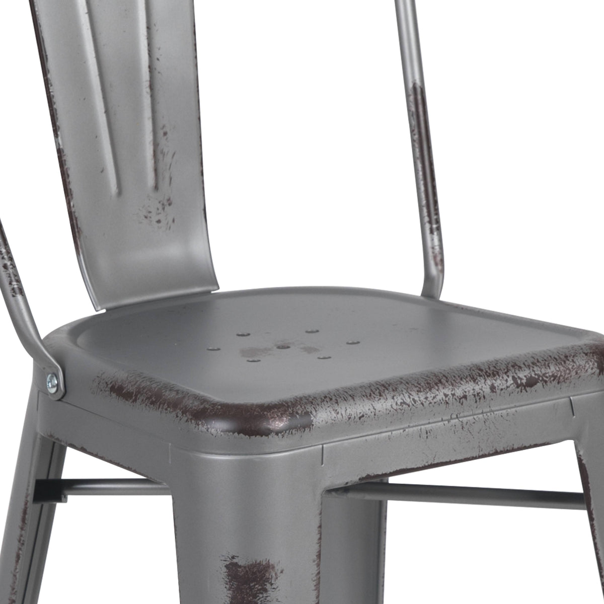 24-Inch Distressed Metal Stool D674597