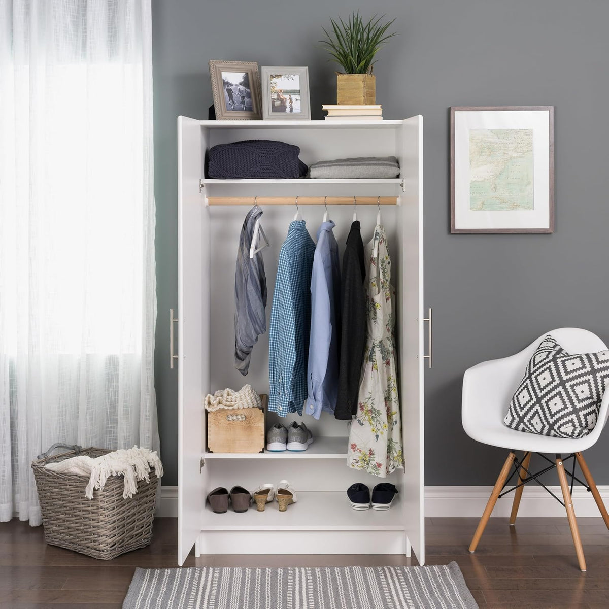 White Armoire Wardrobe with Hanging Rail Z913669