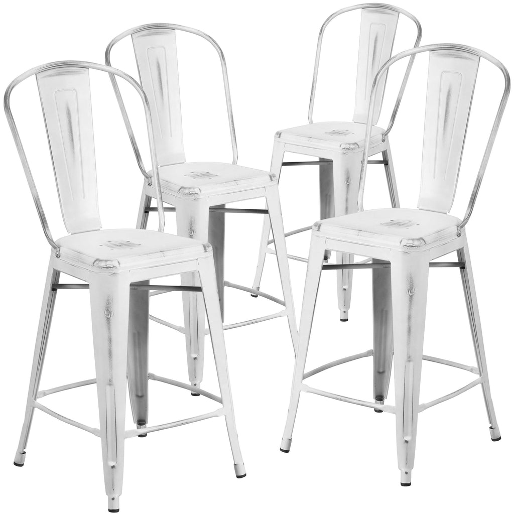24-Inch Distressed Metal Stool D674597