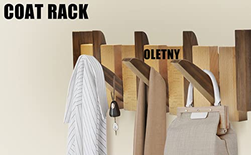 Wood Coat Rack Wall Mount with 4 Flip-Down Hooks Q4576