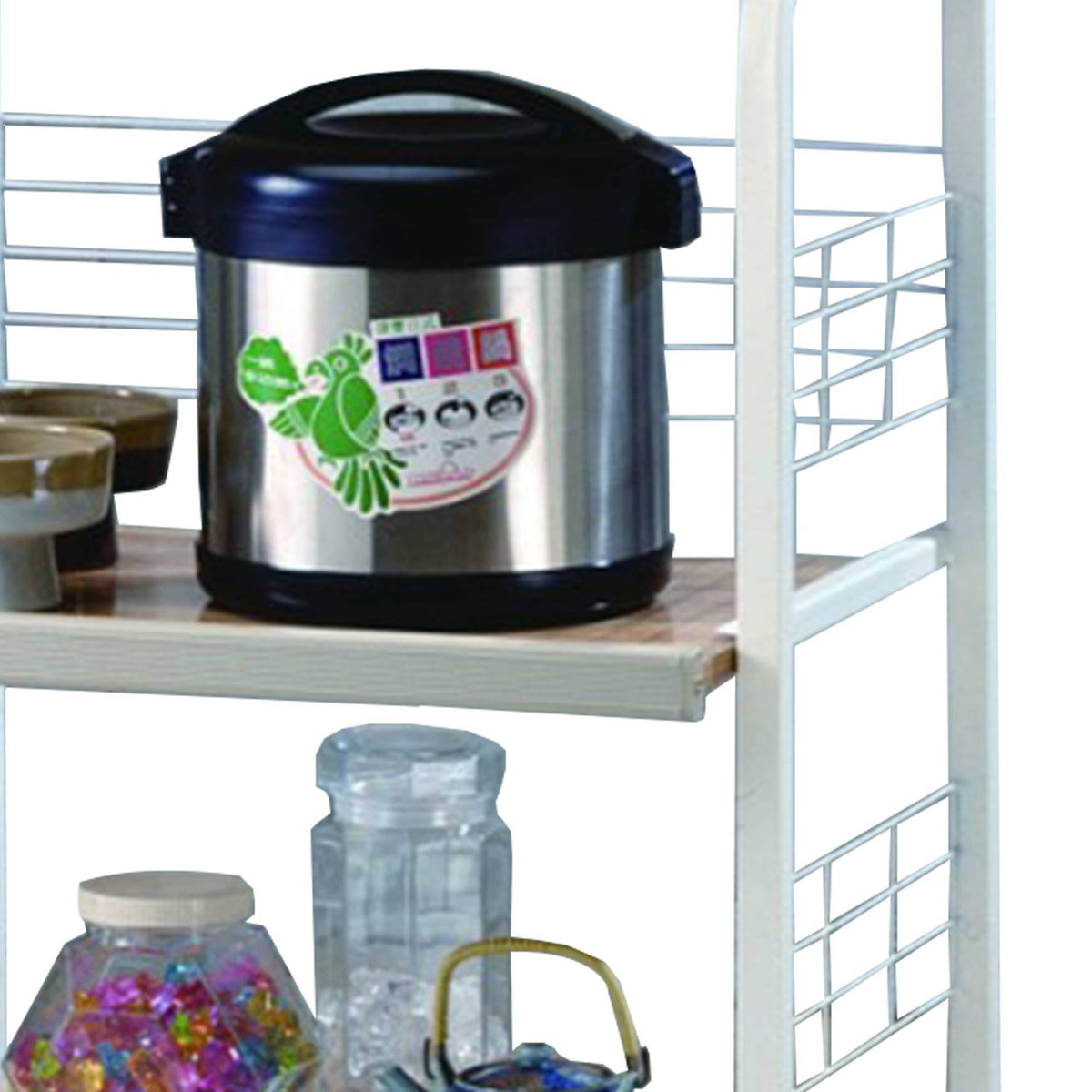 White Kitchen Shelf on Casters N706
