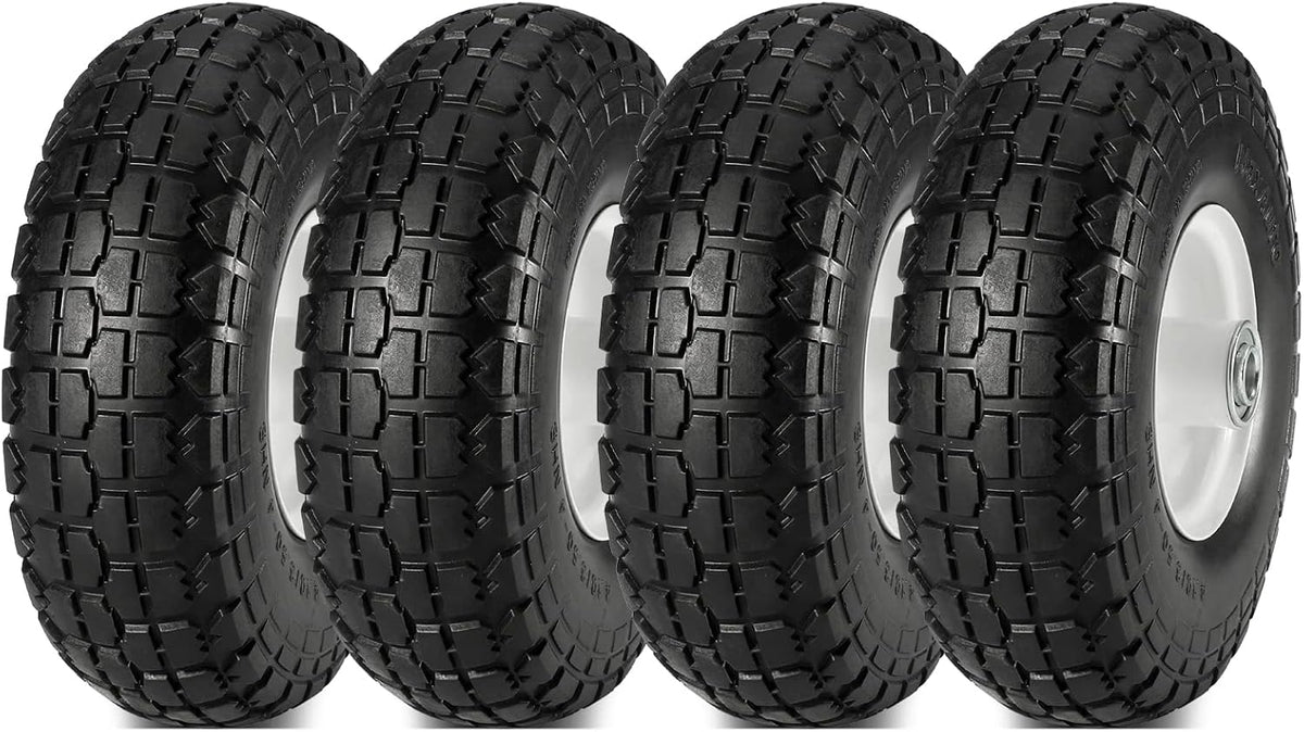 10 Flat Free Solid Rubber Wheels with 5/8 Bearings X930639