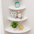 Set of 2 Solid Oak Wood Corner Wall Shelves R994725