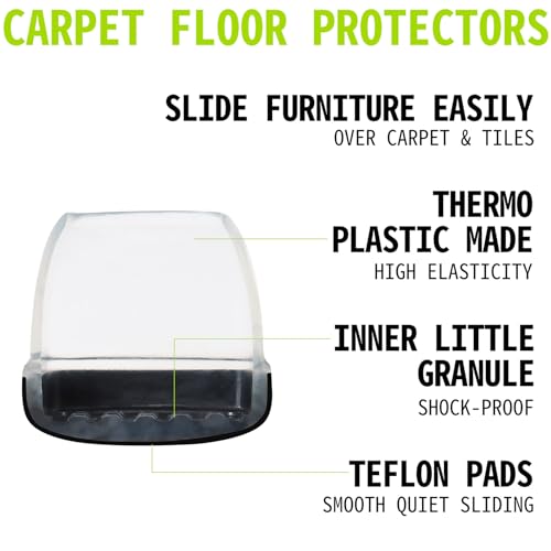 16PCS Black Square Furniture Sliders for Carpet and Hardwood Floors S670