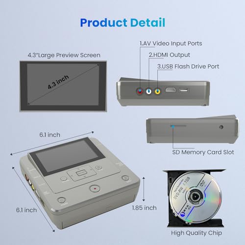 VHS to DVD Recorder, USB, SD Card, HDD Recorder, WiFi Media Recorder with 10 DVD-R L958980