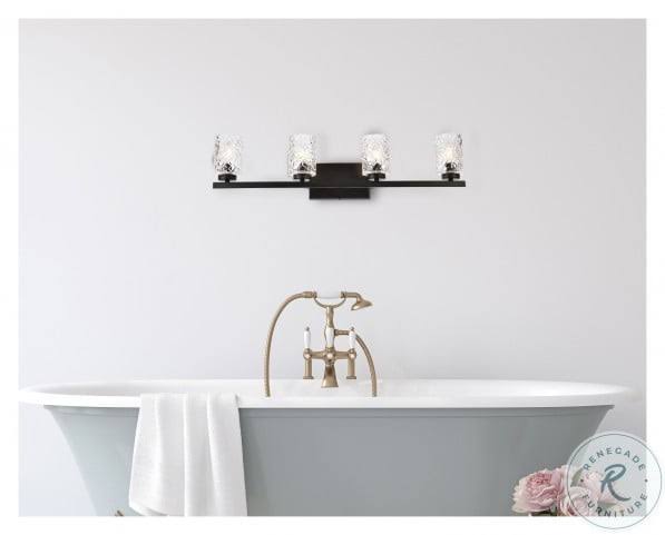 Black 4 Lights Bath Sconce with Clear Shade V630463