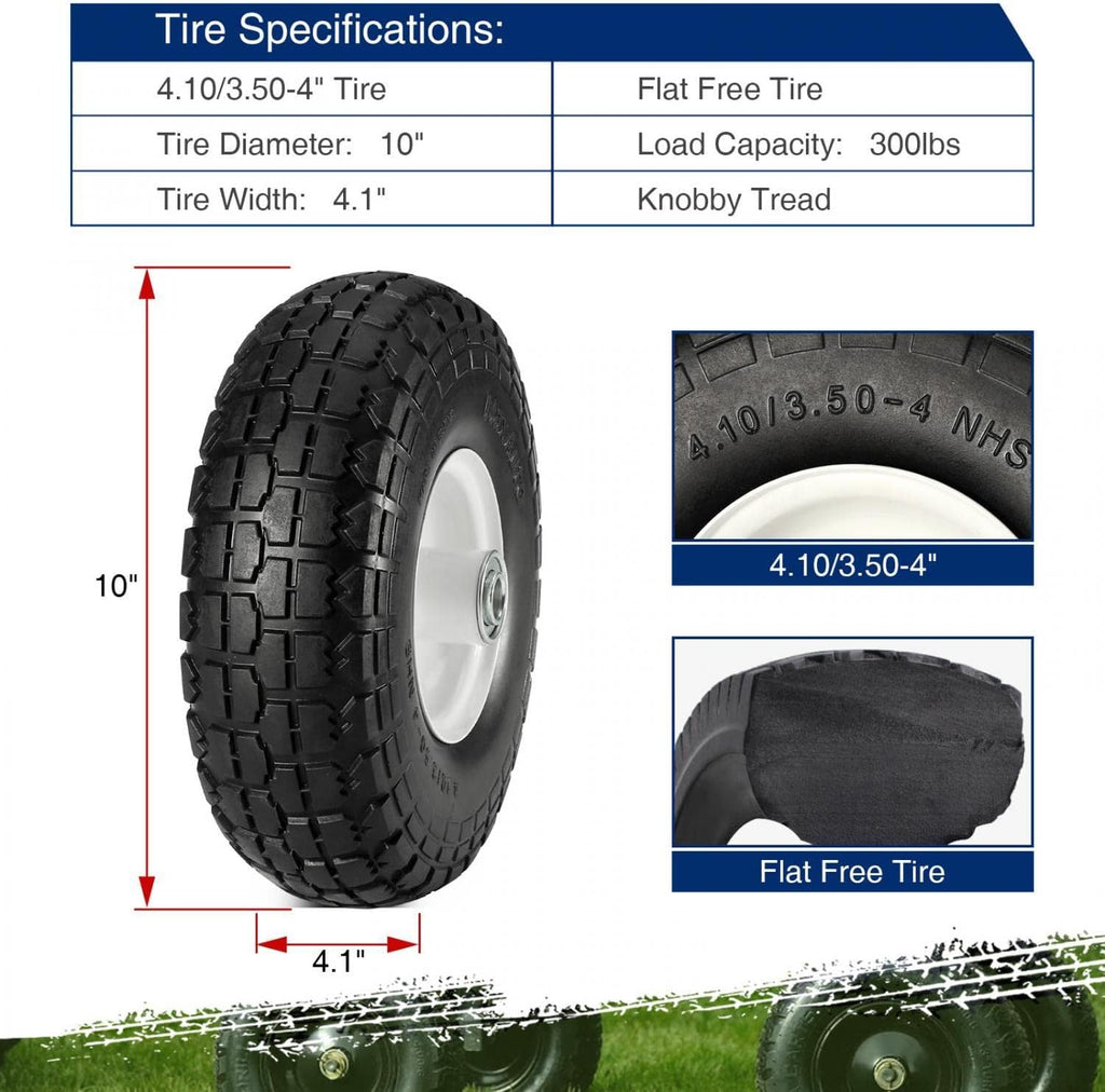 10 Flat Free Solid Rubber Wheels with 5/8 Bearings X930639