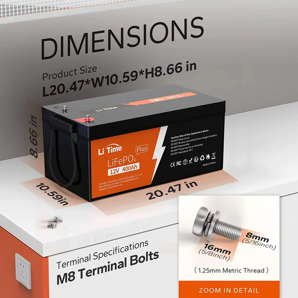 12V 400Ah Lithium Battery with 250A BMS H3102