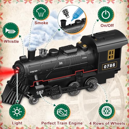 Remote Control Train Set with Track, Lighting, Rechargeable Battery, Smoke, Whistle & Lights Z6123