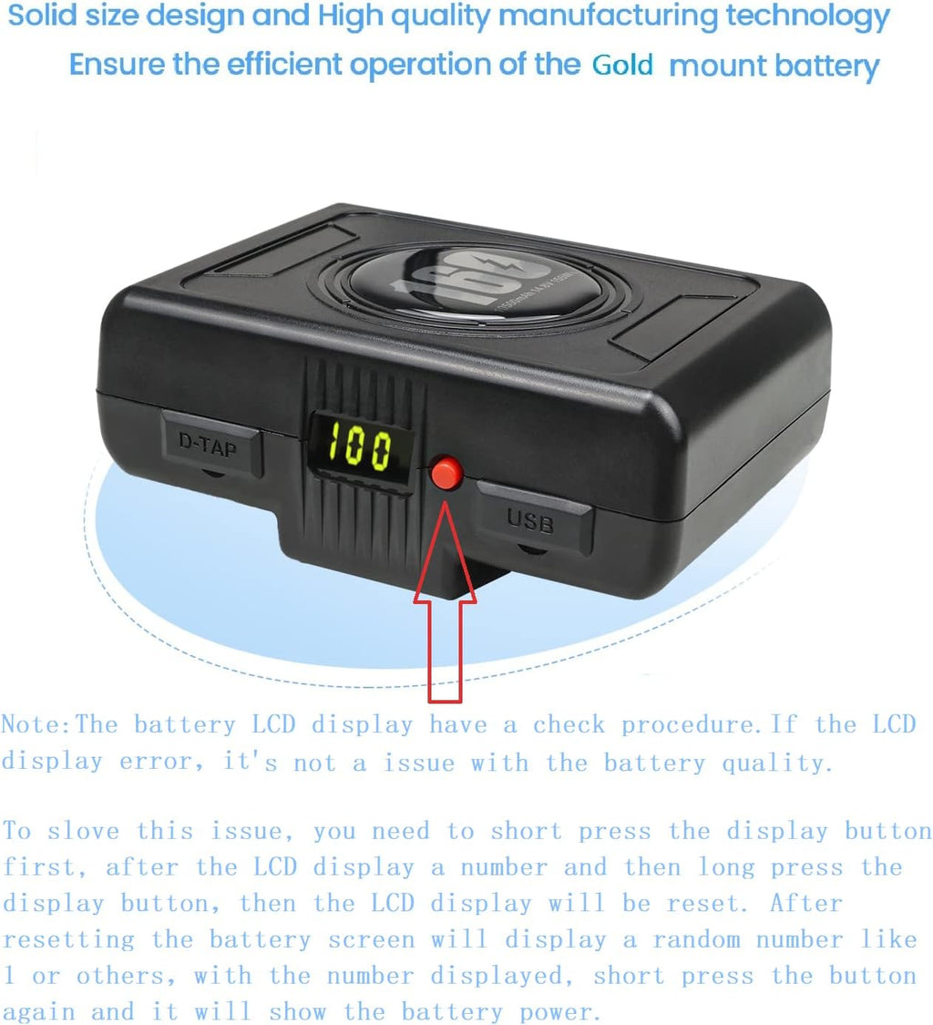 10500mAh Gold Mount Battery with D-tap Charger and Cable B121300