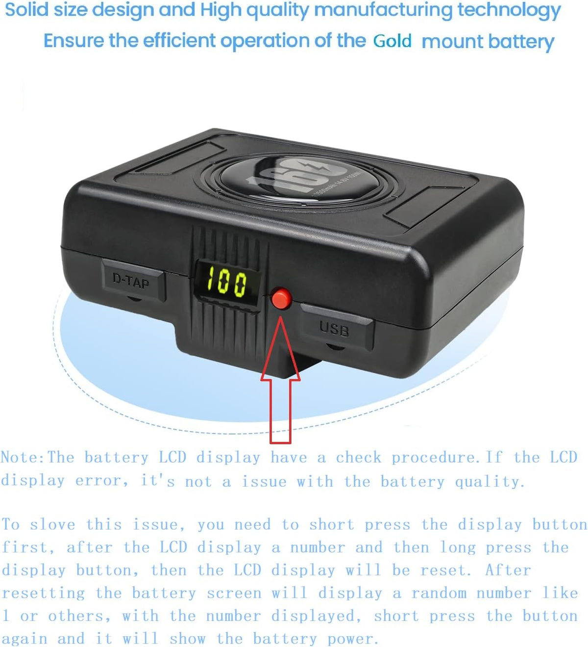 10500mAh Gold Mount Battery with D-tap Charger and Cable B121300