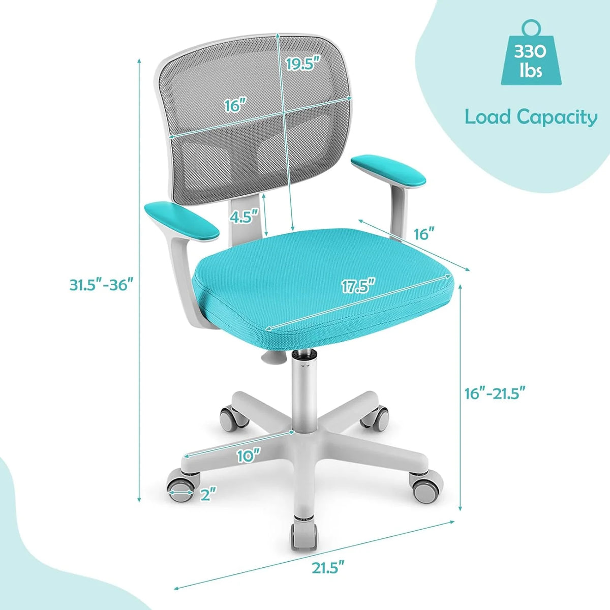 Green Height Adjustable Kids Desk Chair F941630