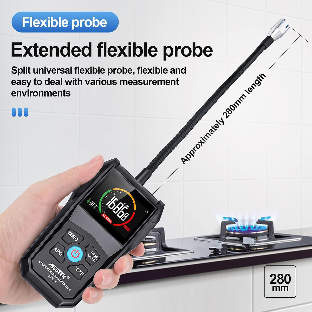 Gas Leak Detector with Alarm and Color LCD Display 0-50000PPM Pack of 2 L644017