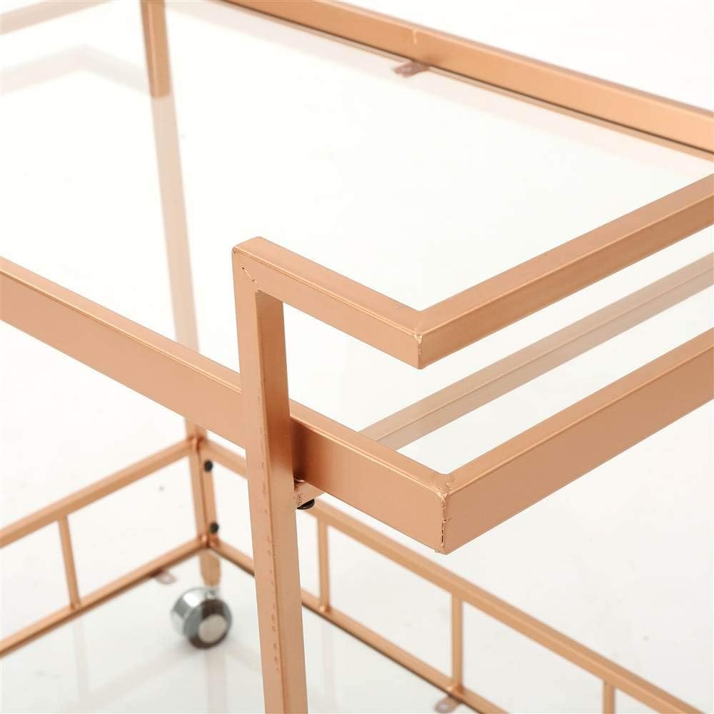 Industrial Glass Bar Cart with Shelves Q90648